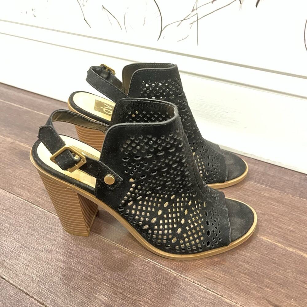 DV Dolce Vita Black Suede Perforated Slingback Size 7.5